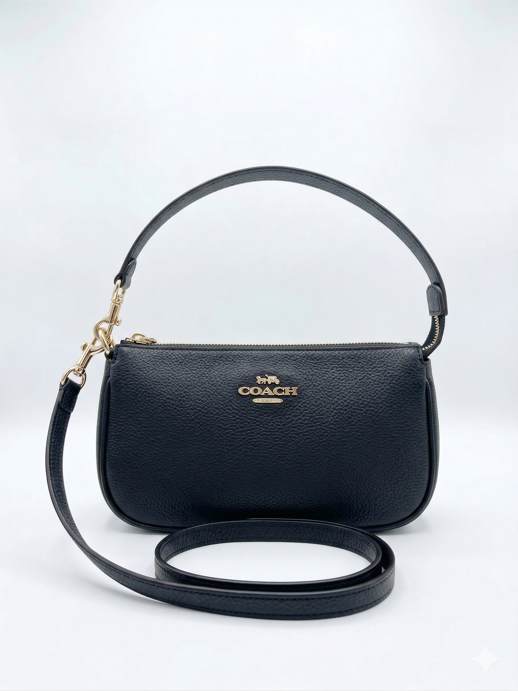Coach Nolita 19 Wristlet in Black Polished Pebble Leather